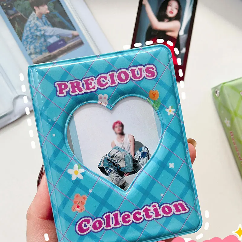 

3 Inch 40 Pockets Photo Album Korean Idol Pictures Storage Book Ins Plaid Hollow Love Heart Photocard Binder Mini Album