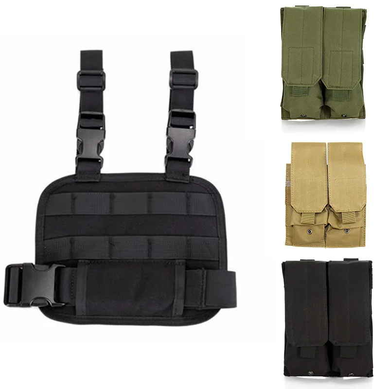 

Tactical Molle Drop Leg Magazine Pouch for AK M4 AR15 Airsoft Rifle Double 5.56mm Mag Bag Platform Thigh Rig Panel Military Gear