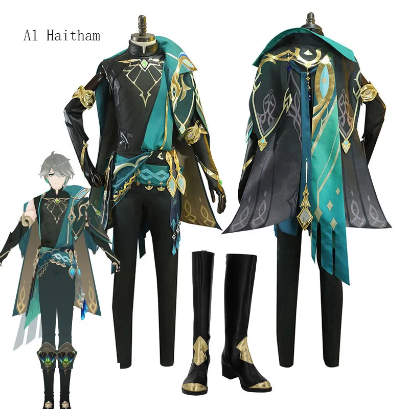 

Anime Game Genshin Impact Al Haitham Cosplay Costume Shoes Outfits Fantasia Halloween Carnival Party Roleplay Disguise Suit