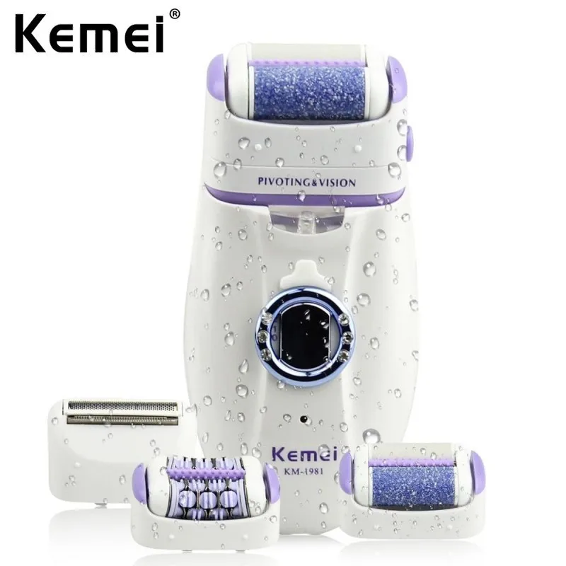 Kemei-depiladora eléctrica 3 en 1 para mujer, afeitadora de piernas y cuerpo, depilación facial, recortadora de bikini para mujer, recargable