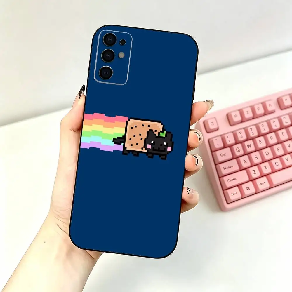 Забавный чехол для телефона с милым котиком Нянс для Samsung S26,25,24,21,22,21,20,10,9,8,7,6,Ultra,Plus,Fe, Lite, черный. (art.: 3920dcefcf027) - 3920dcefcf027