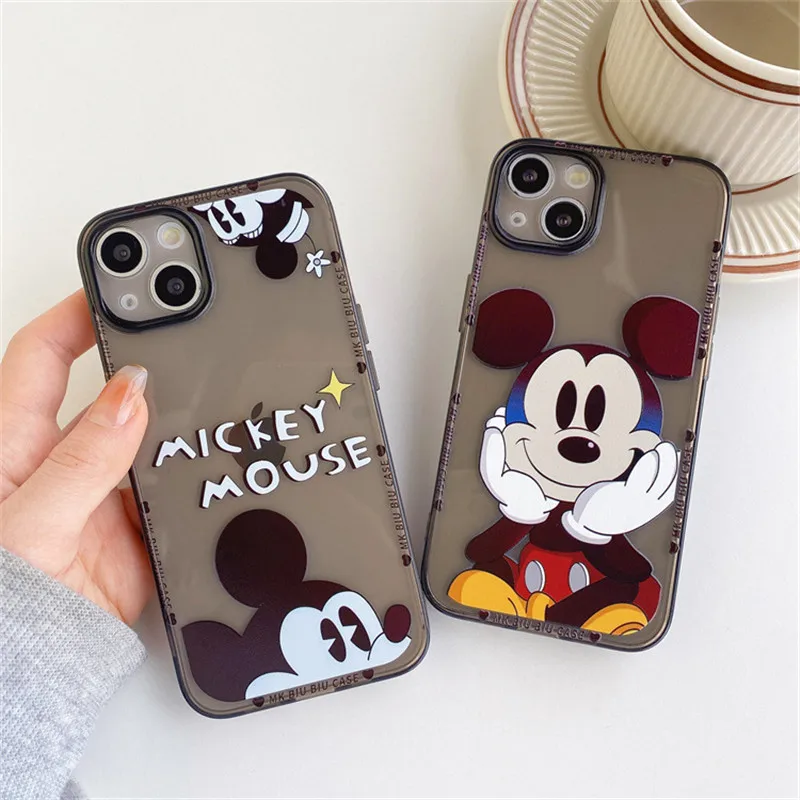 

Disney cute Mickey for iphone7/8/11/12/13promax Huawei mate40 mobile phone shell apple cartoon transparent black soft shell
