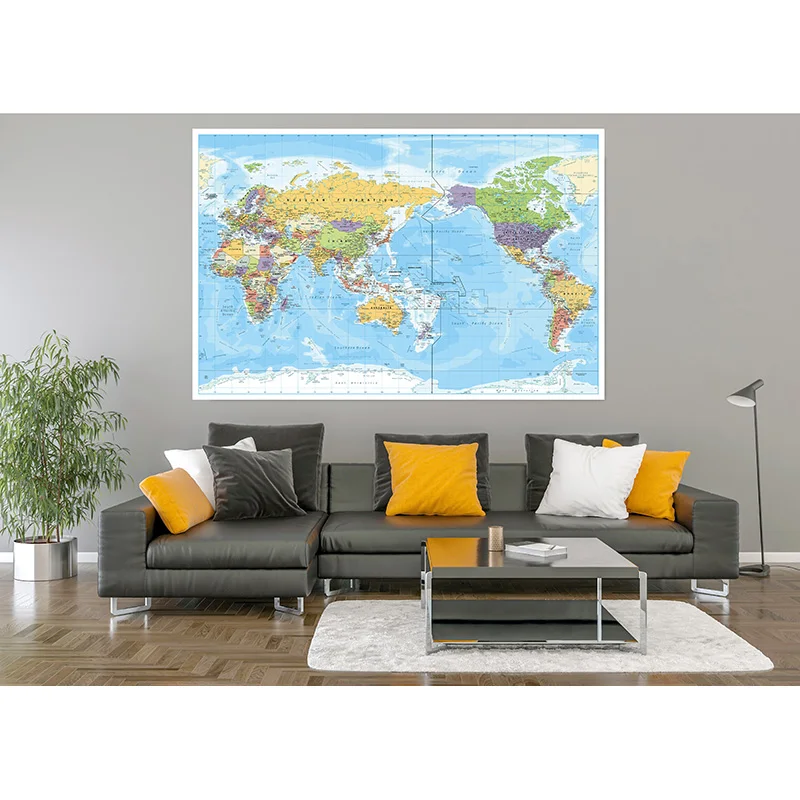 

Vinyl Photography Backdrops Props Physical Map of The World Vintage Wall Poster Home School Decoration Baby Background DT-808
