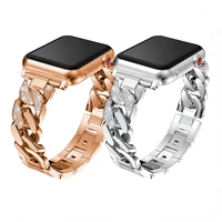 metal link bracelet band for apple watch band 45mm 44mm 42mm 41mm 40mm diamond stainless steel bracelet for iwatch 7 6 5 4 3 se