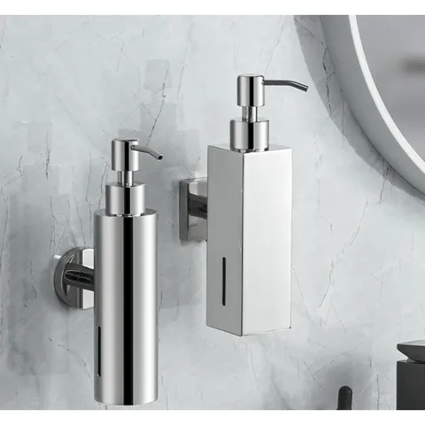 Настенный ручной дозатор жидкого мыла, черный матовый золотой, серебряный цилиндр, кубовидная бутылка из нержавеющей стали 304 для ванной комнаты отеля