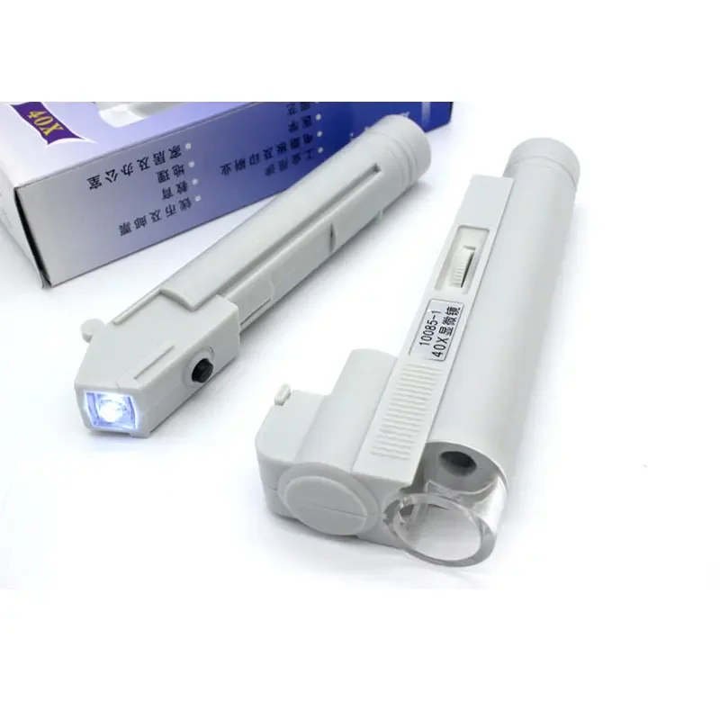 40-кратный мини-карманный микроскоп со светодиодной подсветкой и весами для