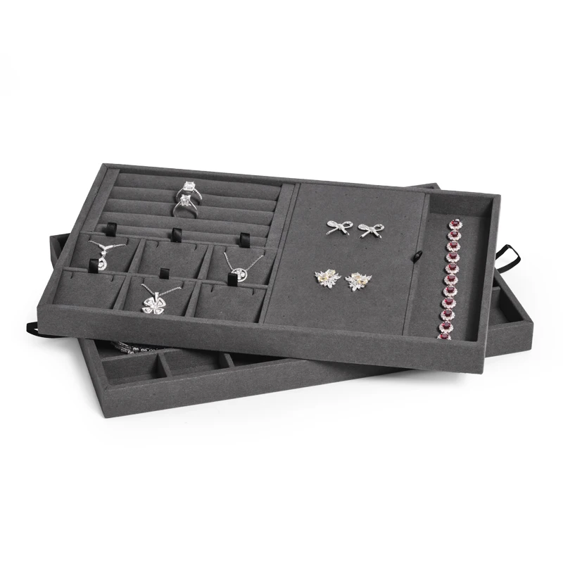 Oirlv Newly 2 Layers Multi-function Solid Wood Jewelry Organizer Box for Stud Earrings Necklace Bracelet Jewelri Display Case