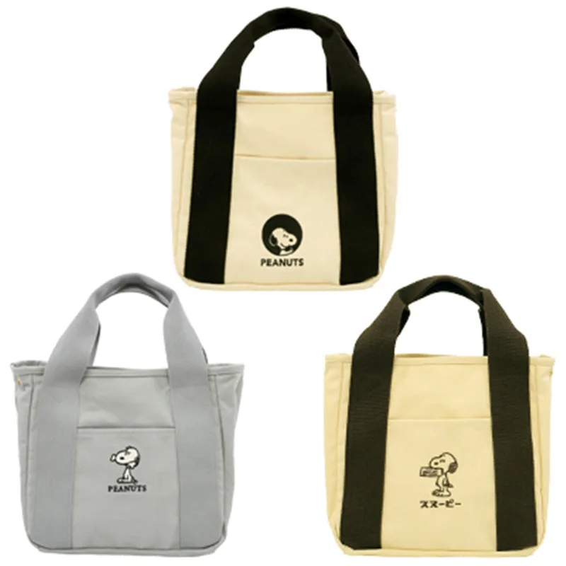 

Snoopy, коричневая кавайная японская Холщовая Сумка в стиле Instagram, Портативная сумка для мамы, вместительная сумка для мамы и ребенка, бэнто-сумка
