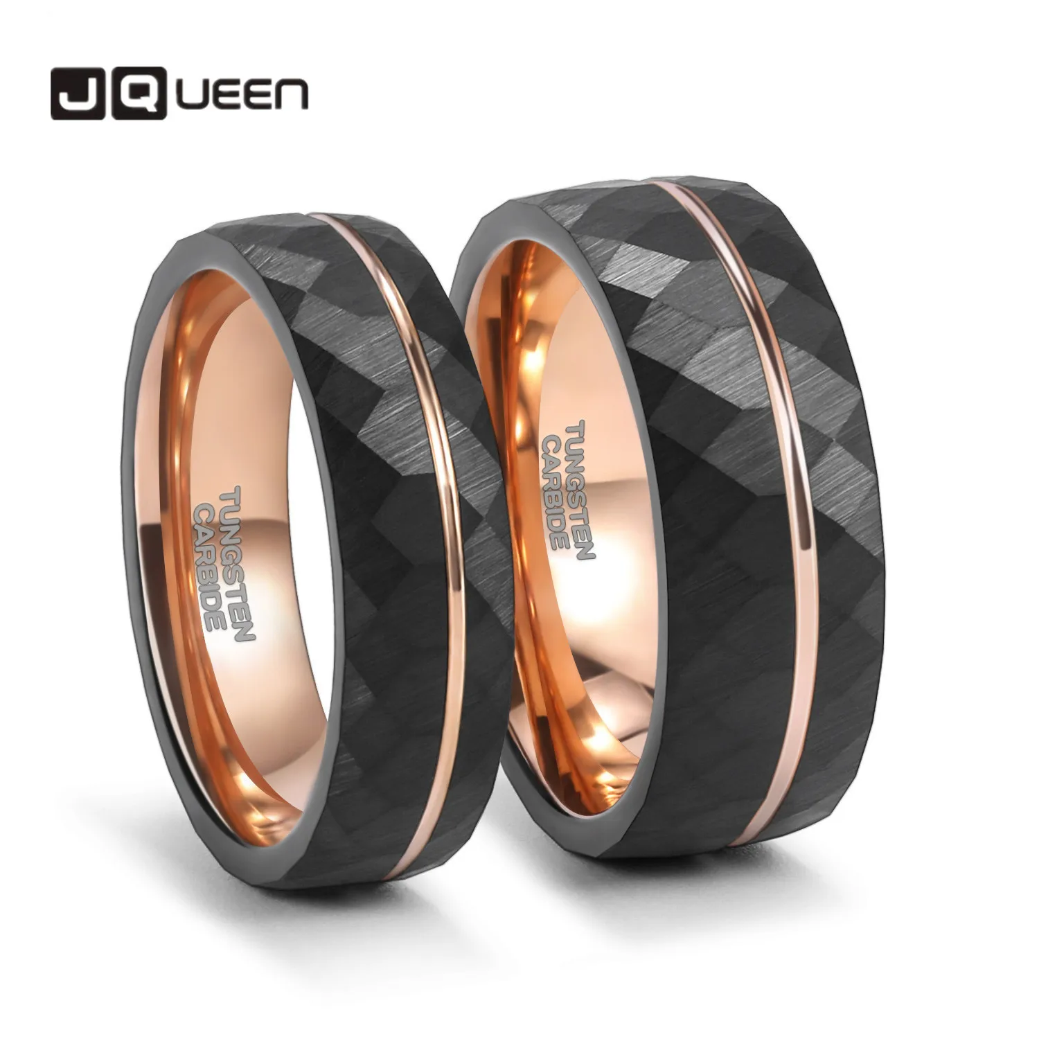 

Кольцо JQUEEN 6 мм 8 мм из карбида вольфрама, кольцо с черными бриллиантами и гранями для мужчин и женщин, мужское обручальное кольцо, ювелирные изделия