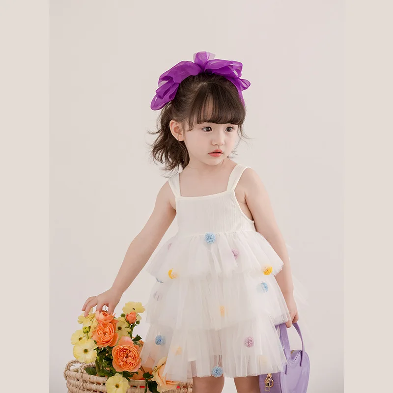 

Kids Girls Dresses 2023 Summer Tulle Princess Dresses Sweet Cake Dress Children Clothing Baby Wedding Party Vestidos