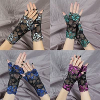 women thin lace half finger gloves summer sun protection female glove wedding bride prom party elegant mitten clothing accessory