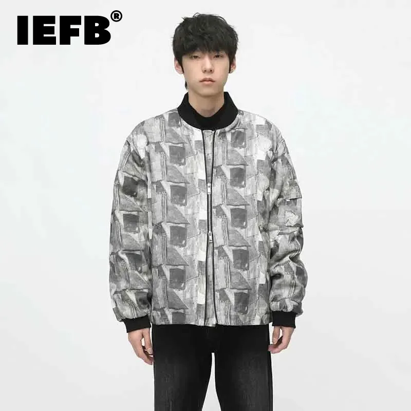 

IEFB Trend Men's Jacket American Style Checker Niche Design Loose Prinring Casual Coat Vintage Male Streetwear Autumn New 9C2924