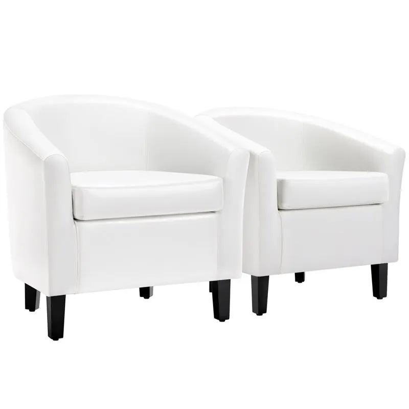 

of 2 Faux Leather Tub Chair , White