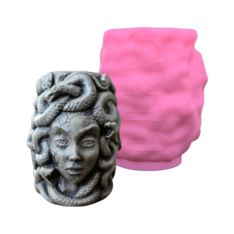 

Decorative Flower Pots Silicone Mold Snake Girl Succulents Pots Resin Epoxy Mold Gothic Pen Holder Mold Table Ornament