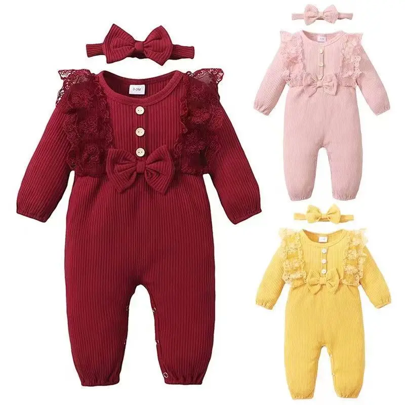 

Baby Girl Clothes 0 to 3 Months Long-sleeve New Born Costume for Babies Infant Clothes Romper Toddler Clothing with Headban