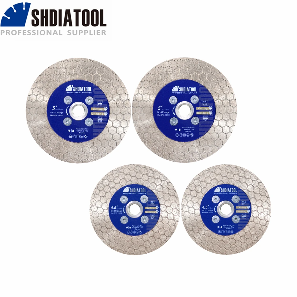 SHDIATOOL 2pcs Diamond Cutting Disc Hexgonal Double Sided Grinding Wheel M1458 Angle Grinder Saw Blade Tile Ceramic Marble Stone