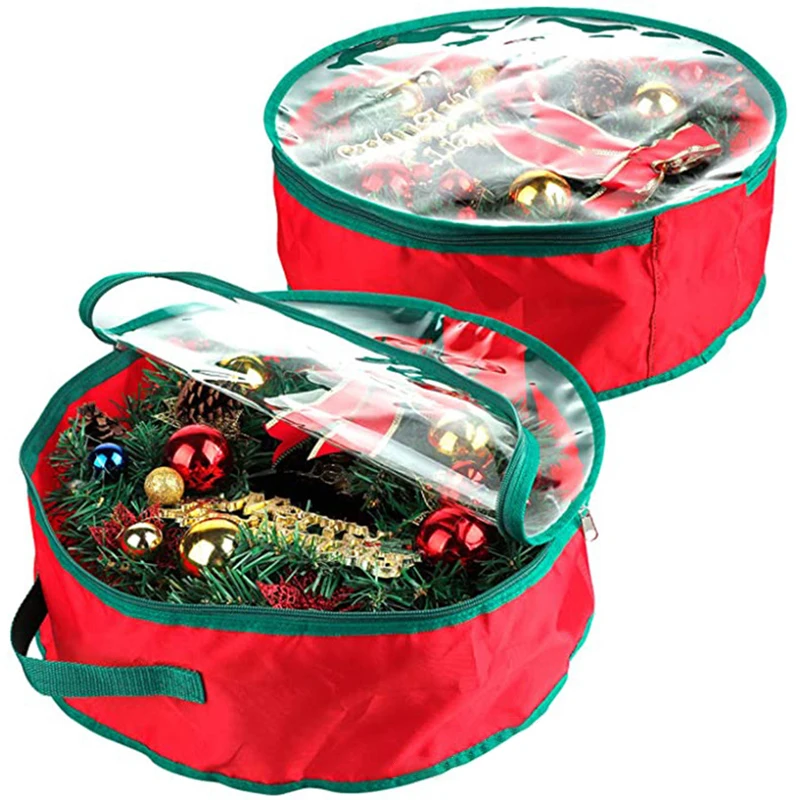 

Foldable Christmas Tree Bag Xmas Wreath Storage Bag Wreath Bag for Storing Christmas Garland Dustproof Cover Home Storage Bags