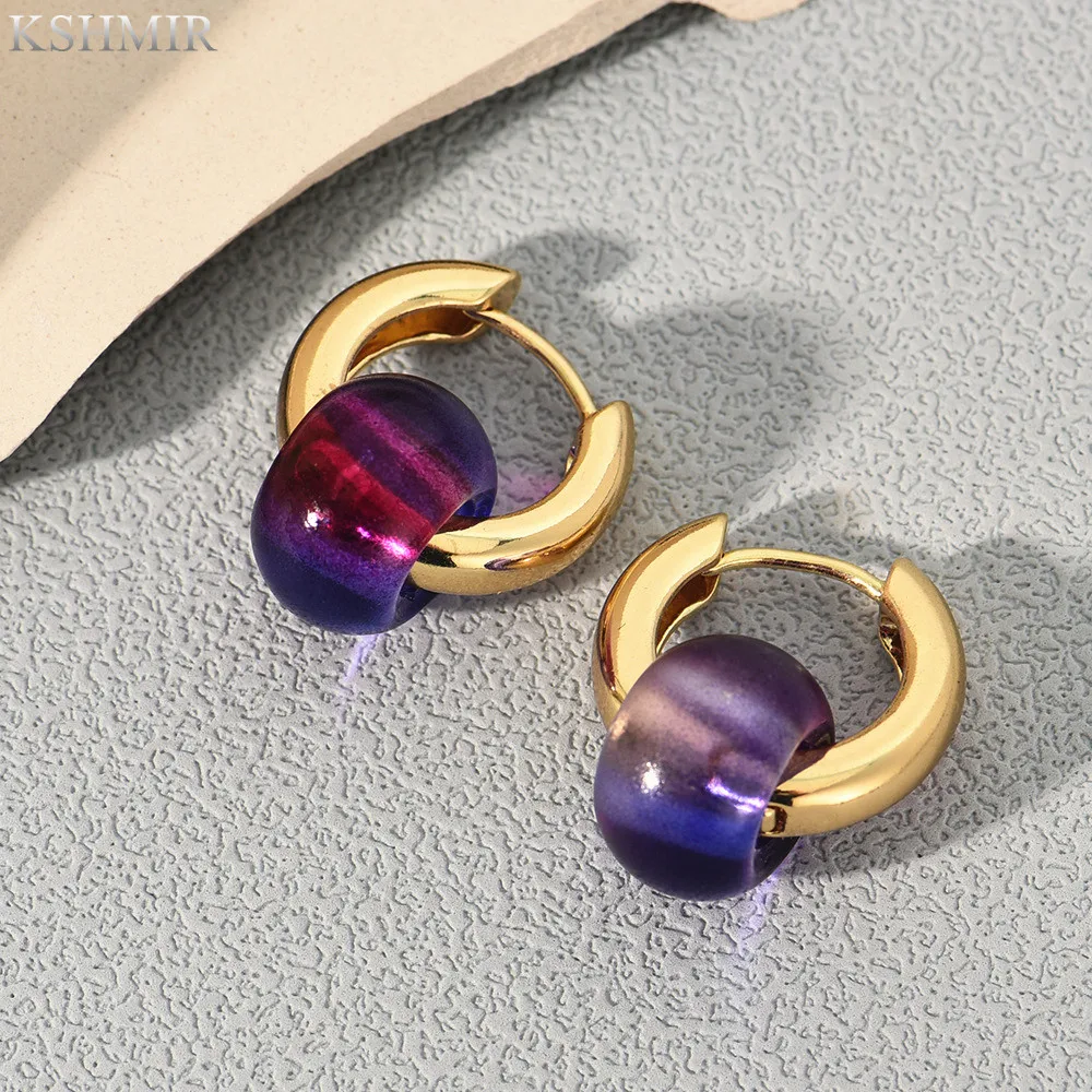 

2022 new glass Jewel earrings with copper earrings are fashionable and multi-colored women's earbuckle designed for women