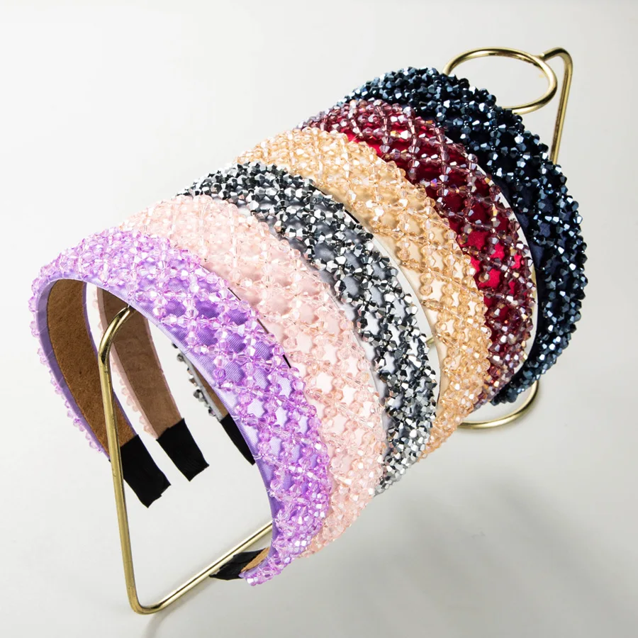 

Luxury Full Crystal Beads Headband Fashion Hair Accessories Women's Super Flashing Rhinestone Trendy Party Hairband Hair Hoop