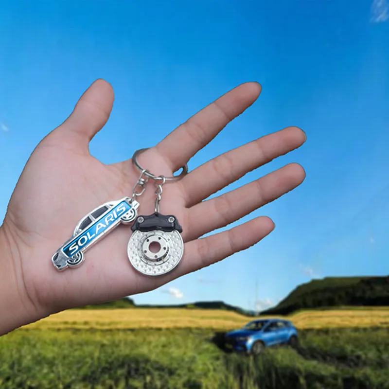 

Hyundai solaris Fashion Metal Car Model Brake Disc Ladies Men Keychain Bag Pendant Key Ring CarIn and Outside Accessories Jewelr