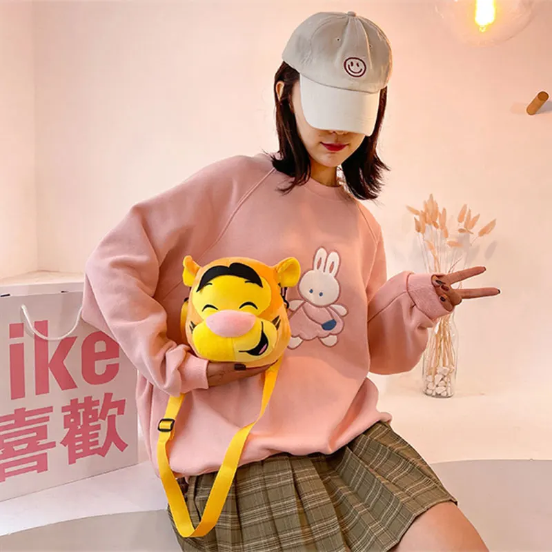 Smiling Tiger Plush Crossbody Bag cute funny small Shoulder Bag Warm Fluffy Mobile Phone Pouch Ladies Travel Purses