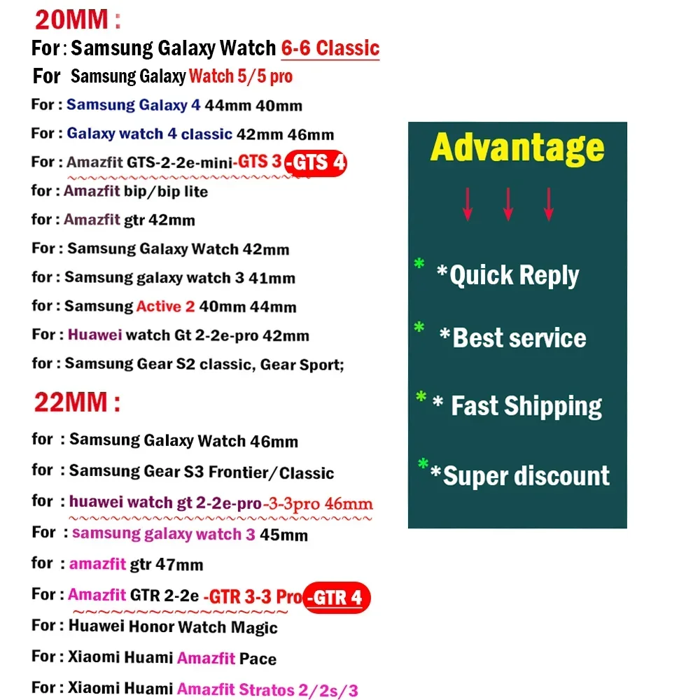 Спортивный ремешок для Samsung Galaxy Watch 4-5-pro-6-Classicactive 2 40 мм 44 мм Силиконовый браслет Huawei GT 4-3-2e-pro Band 20 мм 22 мм (art.: 3920cf9ccfbb1) - 3920cf9ccfbb1