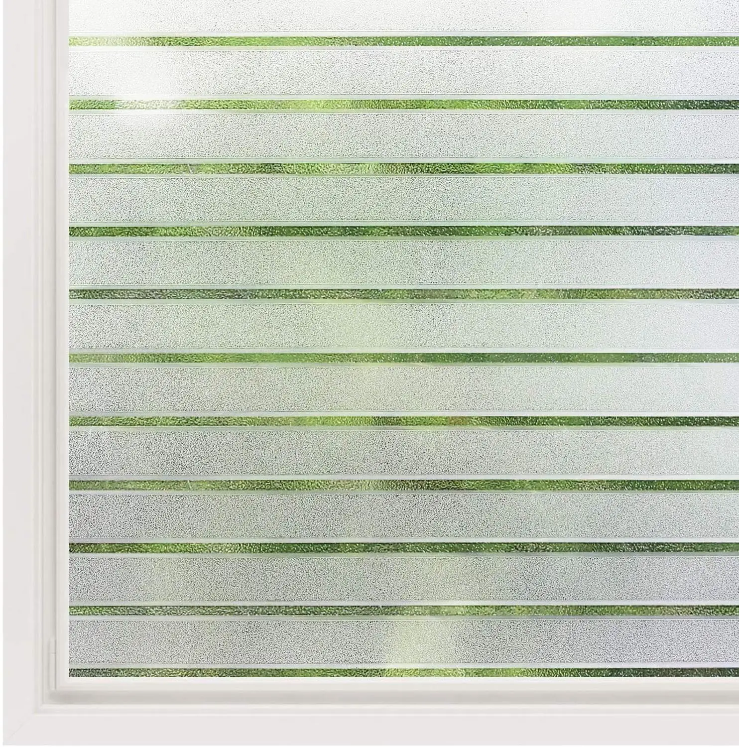 

Privacy Window Film Static Cling Frosted Opaque Glass Film No Glue Window Sticker UV Protection White Stripe for Office Home