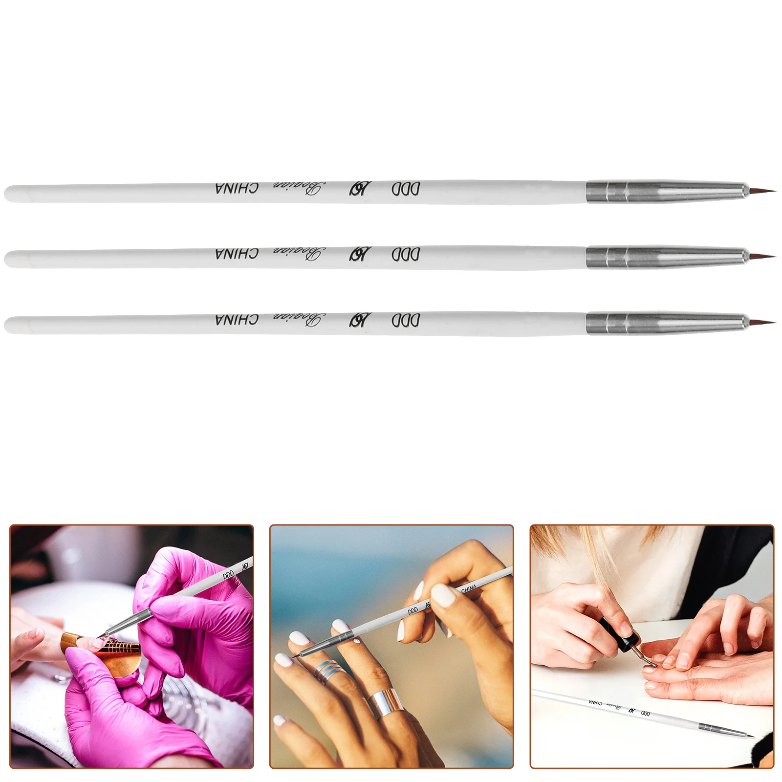 

3 Pcs Creative Nail Liner Brushes Manicure Pens Plastic Tools Design