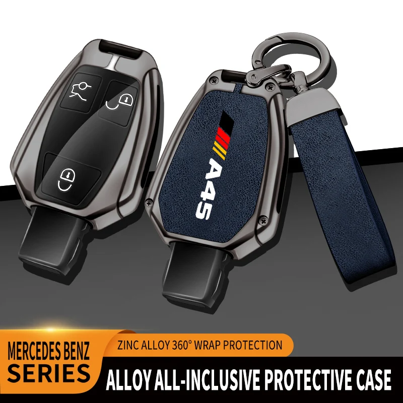 

Car TPU Zinc Alloy Key Case Bag For Mercedes Benz AMG A45 Logo Car Key Chain Car Metal Key Shell Interior Decoration Accessories
