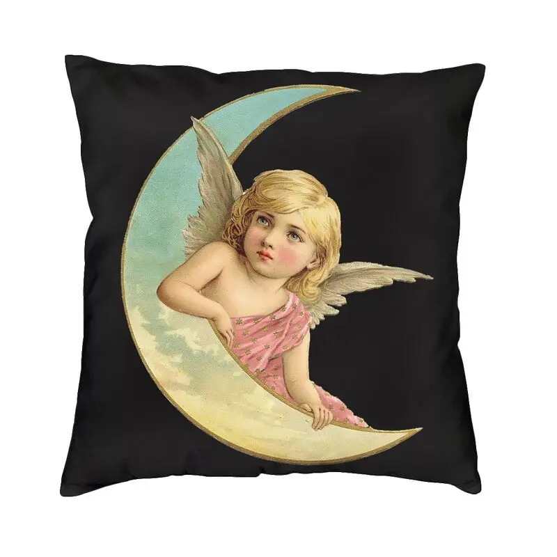 Victorian Moon Cherub Cushion Cover 40x40cm Soft Velvet Nordic Throw Pillow Case for Car Sofa
