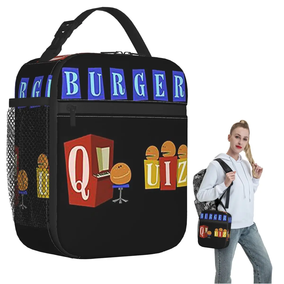 Фото Викторина Burger, новый логотип, изолированная сумка для обеда для женщин и детей, портативные коробки для еды, термосумка для ланча №1