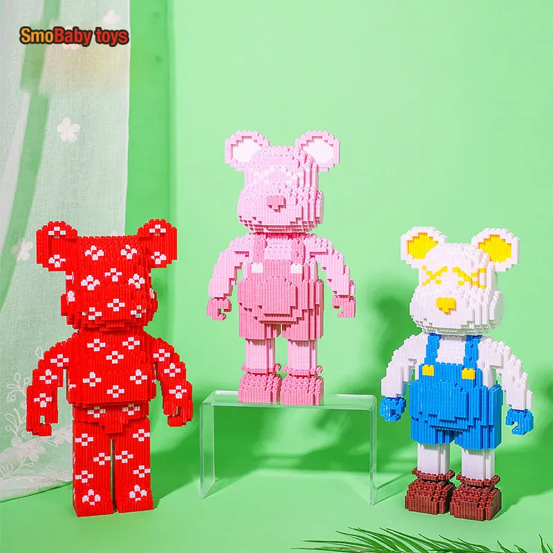 

New Color Red Love Violent Bear Series Assemble Building Block Toy Model Bricks Antistress Toys For Kids Gift