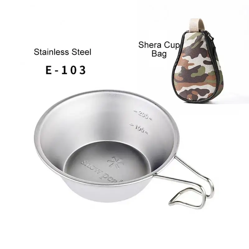 

Snow Peak Camping Water Cup Mug With Foldable Handle Stainless Steel Cup Outdoor Portable Camping Picnic 310ml Outdoor Tableware