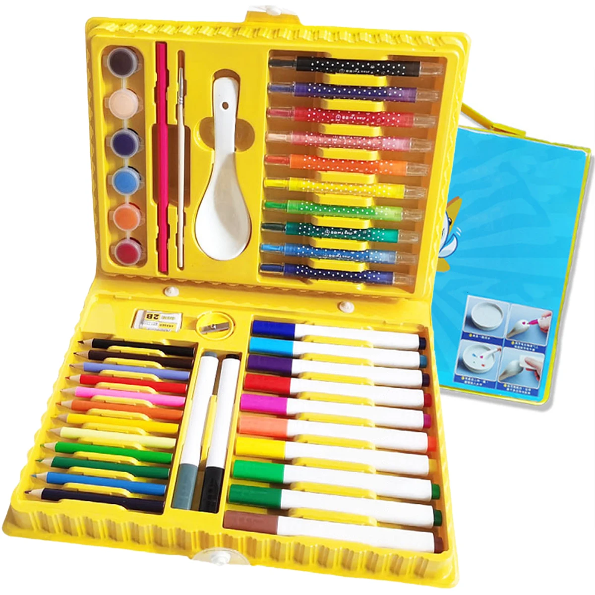 

Drawing Art Set Portable Colorful Painting Tool Kit Art Supplies with Magical Water Painting Pen Coloured Pencil Dazzle Coloured