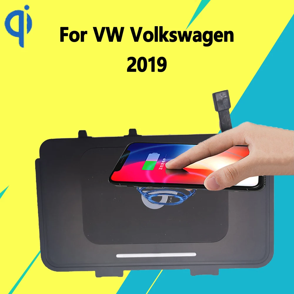 

For VW Volkswagen Jetta MK7 T-cross Passat 2019 Teramont T-ROC Phideon 2016-2019 15W Qi Fast Charging Car Wireless Charger Plate