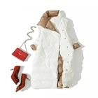 Ailegogo Женская двухсторонняя длинная куртка зимняя Водолазка белая пуховая парка однобортная теплая куртка зимняя верхняя одежда