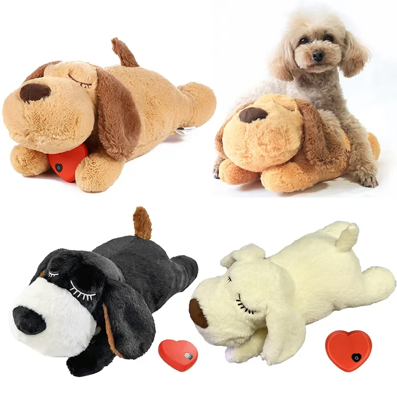 

2023NEW Cute Heartbeat Puppy Behavioral Training Toy Plush Pet Snuggle Anxiety Relief Sleep Aid Doll Durable Dog Drop ship