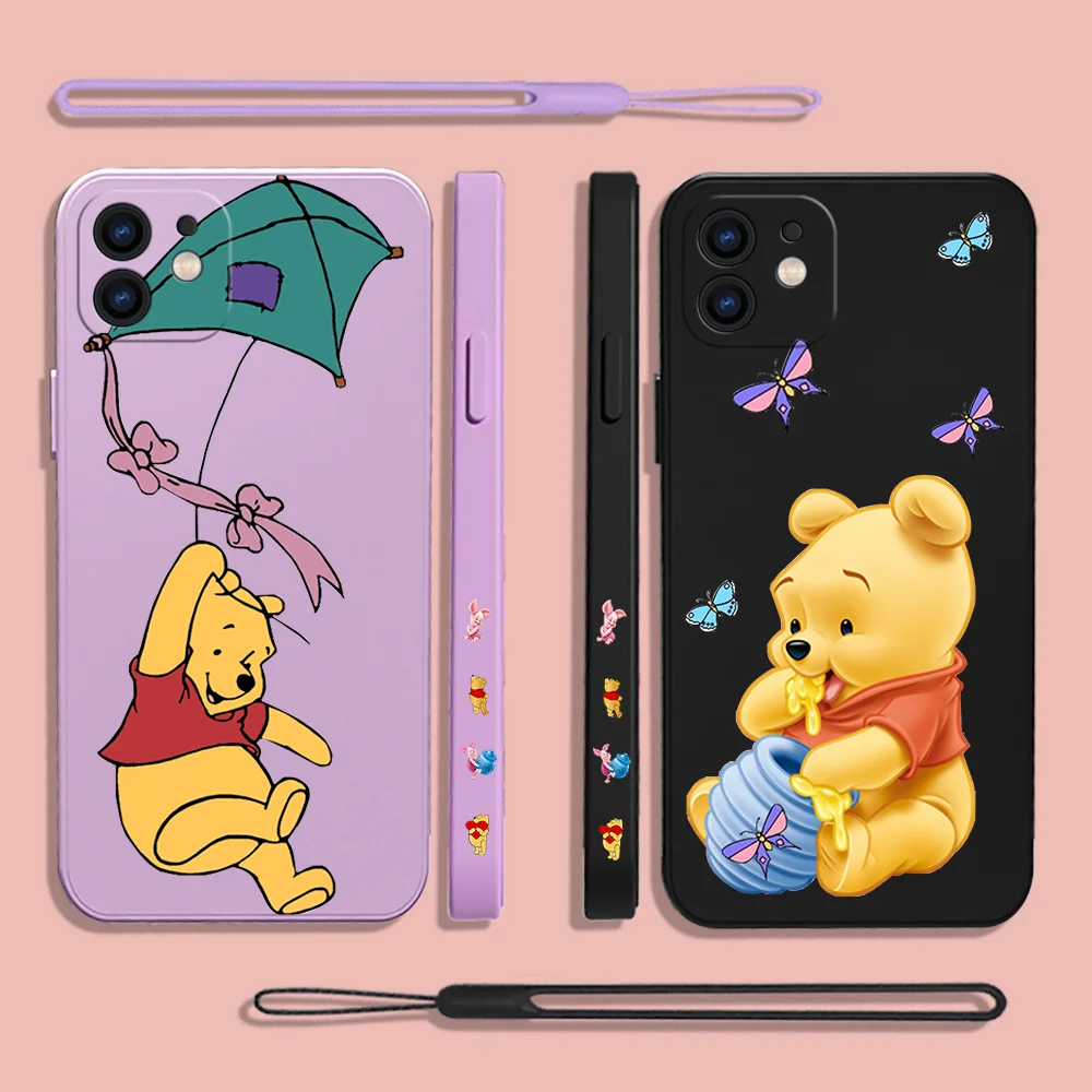 

Disney Winnie-the-Pooh Phone Case For Xiaomi Mi 10 lite 11i Poco M2 M4 F3 X3 M3 Pro GT 5G 4G Original Cases with Hand Strap