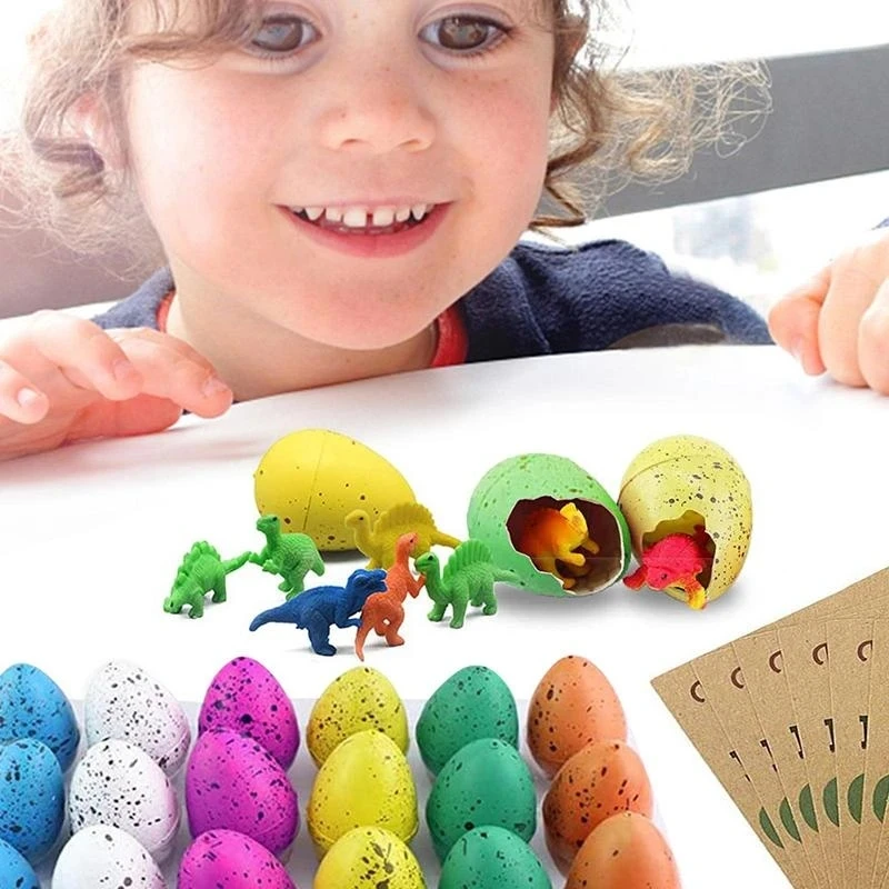 12pcs/24PCS Cute Magic Hatching Growing Dinosaur Eggs Treat Kids Birthday Party Favor Baby Shower Guest Gift Educational Toys