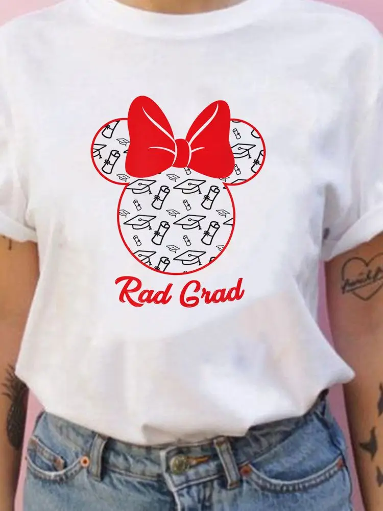 

T Shirt Women Disney Mickey Mouse Sereis Letter Leisure Print Disney Brand Creativity T-Shirt Fashion Cartoon Minnie Head Top