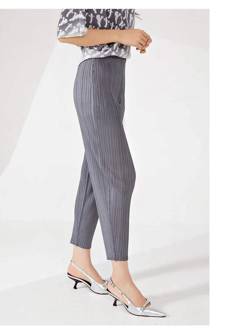 Повседневные женские брюки Miyake плиссированные шаровары эластичная талия