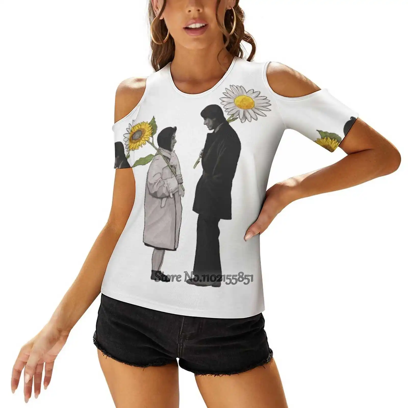 

Женские футболки с принтом Гарольда и Maude/маргаритки и подсолнуха, топы с круглым вырезом и шнуровкой сзади, модная футболка с графическим рисунком Гарольда и