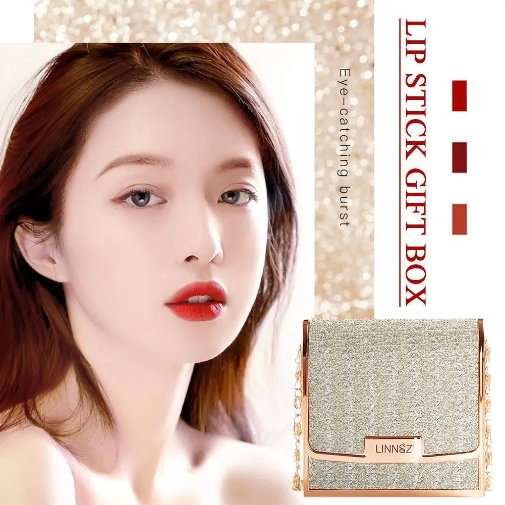 

3Pcs Fashion Chain Bag Lipstick Gift Box Set Matte Lip Makeup Velvet Cup Cosmetics Non-stick Long Gloss Lips Lip Glaze Last N2U6