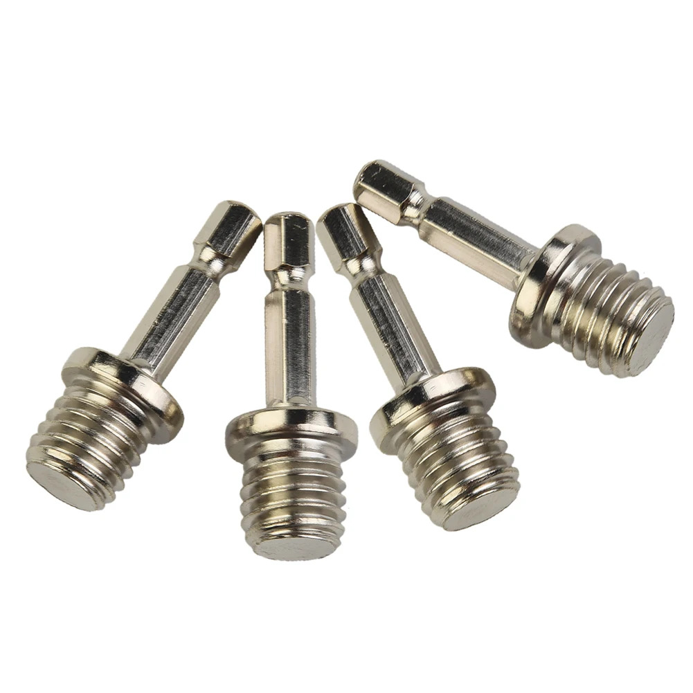 

4pcs M14 Thread Adapter Screwdriver Bit Round Hexagon Connecting Rod Chuck For Electric Drill Sanding Pad Screwdriver Extension