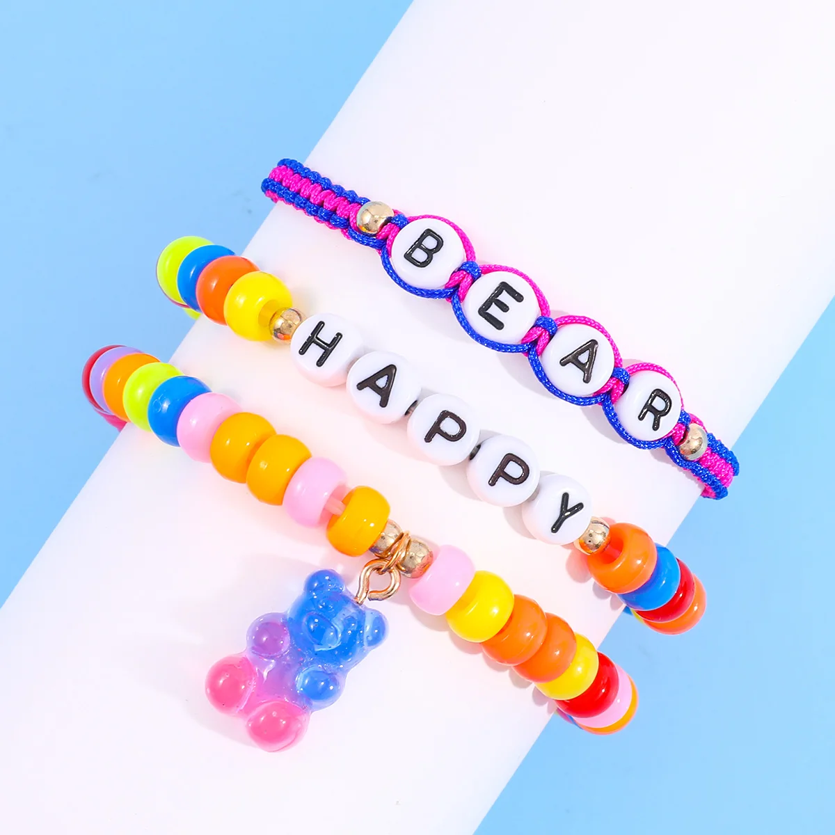 

3 Makersland Teen Children's Colorful Bracelet Cute Bear Pendant Alphabet Bead Bracelet Perfect for Children's Jewelry Gifts