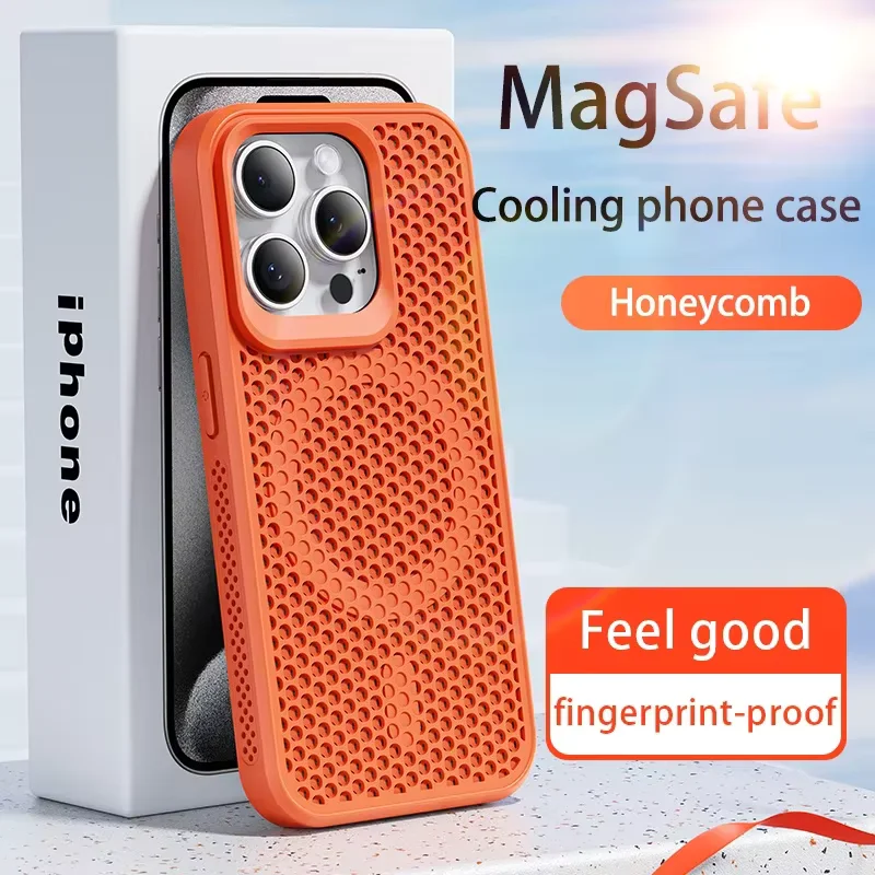 Охлаждающий чехол с отводом тепла для Magsafe для iPhone 18 17 16 14 15 13 12 11 Pro Max, сетчатый, дышащий, матовый, жесткий чехол. (art.: 3920dd2a442d2) - 3920dd2a442d2