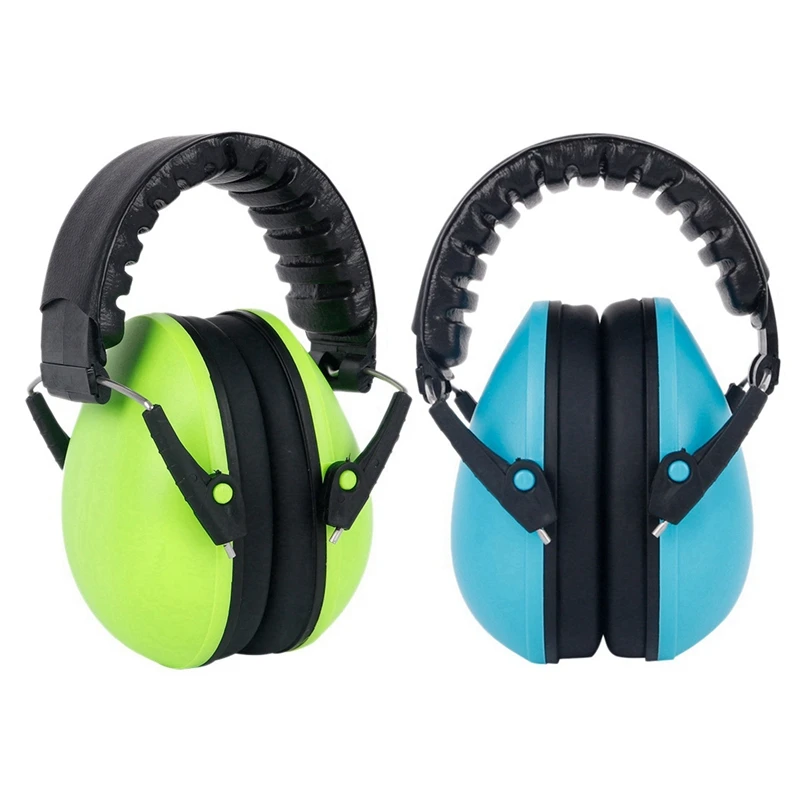 

2 Pcs Noise Protection Hearing Protection And Noise Cancelling Reduction Ear Muffs Fits Children, Green & Blue