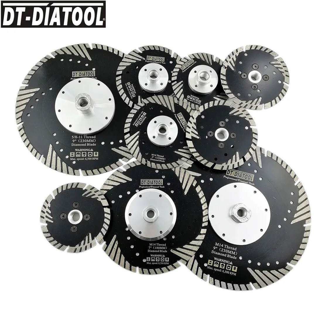 DT-DIATOOL 1pc Diamond Cutting Disc Saw Blade Stone Granite Marbel  Brick Tile Concrete With Slant Protection Teeth M14 Thread