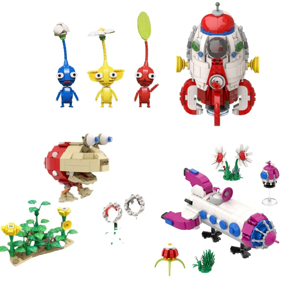 BuildMOC Pikmineds Spottys Bulborb S.S. Shepherd Building Block Kit Space Rocket Captain Olimars Дельфин Warships Кирпичная