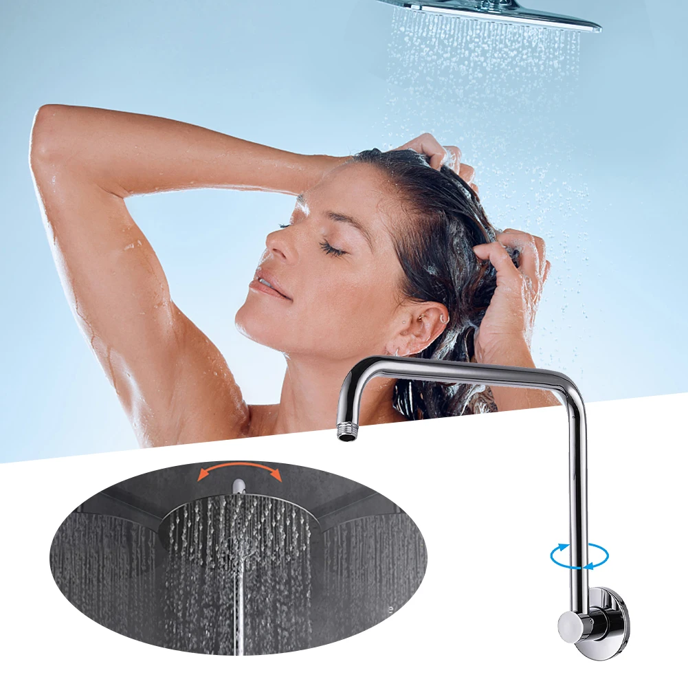 

Home 360 Degree Rotation Shower Extension Arm With Flange Stainless Steel Stable